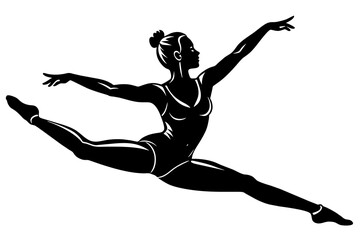 Fototapeta na wymiar silhouette-of-a-gymnast-doing-the-splits