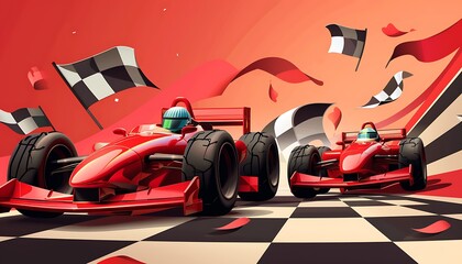 Design dynamic wallpaper with race cars & checkered flags, perfect for a racing-themed party - Powered by Adobe