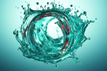 3D rendering of a water splash with a circular vortex