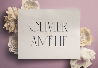 Logo Mockup with Paper Flowers