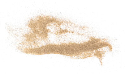 Sand scatter isolated on white background and texture, clipping	