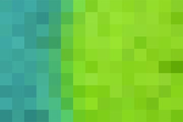 Gradient background from blue and green squares connected vertically. Blue-green pixel texture for publication, poster, calendar, posts, screensaver, wallpaper, cover, website. Vector illustration