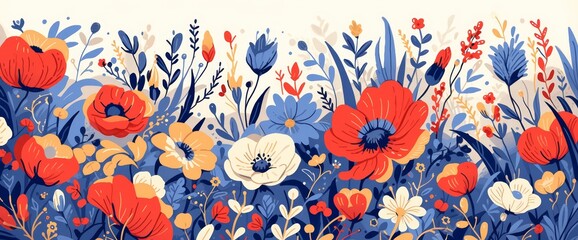 Fototapeta na wymiar illustration of flowers in red and orange tones