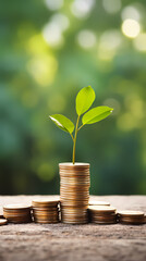 sprouts growing on coins