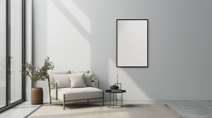 modern living room, frame mockup, copy space