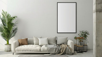 modern living room, frame mockup, copy space