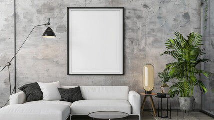 modern living room, frame mockup, copy space