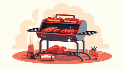 BBQ food icon 2d flat cartoon vactor illustration i