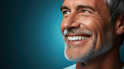 Naklejka premium senior man smile with perfect white teeth