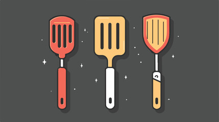 Bbq spatula icon outline vector. Grill utensil. Coo - obrazy, fototapety, plakaty