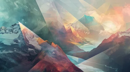 Deurstickers Abstract geometric mountain landscape © cac_tus