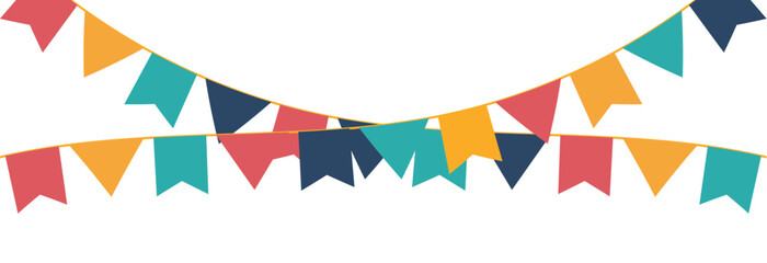 Carnival garland with flags. Decorative colorful party pennants for birthday celebration, festival and fair decoration. Vector illustration. EPS 10