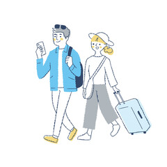 旅行中の若いカップル　