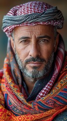 Fototapeta premium Arabic man in traditional garb, a portrait of cultural pride