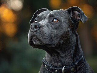 Pit bull with muscles, a guard dog's noble stance