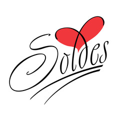 Logo de style féminin pour les soldes pouvant être utilisé pour des ventes de lingerie - texte français - traduction : soldes.