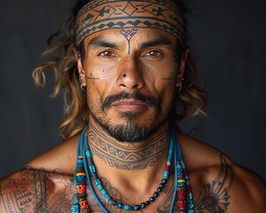 Tatuaje en el cuello para hombre, bold tribal patterns
