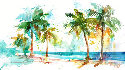 illustration of palm trees on the beach