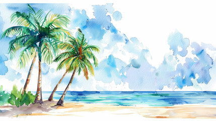 Fototapeta na wymiar illustration of palm trees on the beach