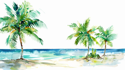 Fototapeta na wymiar illustration of palm trees on the beach