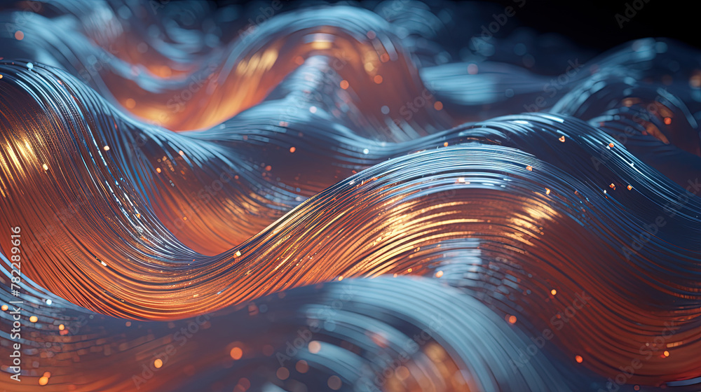 Poster scientific abstraction with futuristic textured tissue waves. tech background with close-up wave bio
