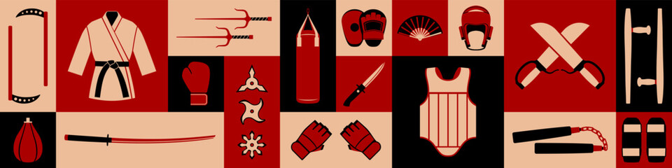 Mixed Martial Arts icons set - 782290464