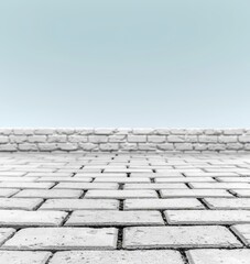 abstract background of heavenly color.  part of a brick wall and paving slabs on the floor.  space for text, advertising.