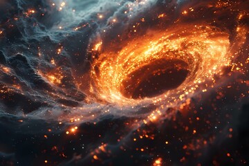 Cosmic Swirl: Abstract Vision of a Stellar Black Hole. Concept Abstract Art, Cosmic Inspiration, Stellar Phenomenon, Black Hole Beauty