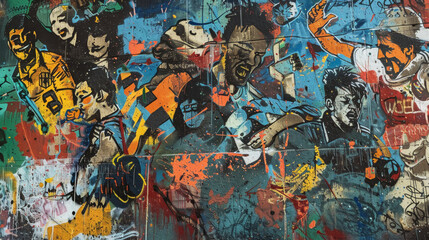 Dynamic Soccer Mural Art on Urban Wall