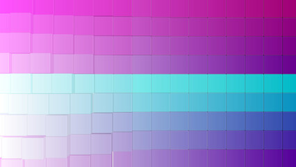 Colorfulness is enhanced by the violet, magenta, and azure squares on a grid of rectangles against a white background, creating a vibrant and dynamic pattern