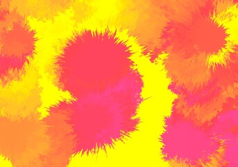 Fototapeta na wymiar Abstract hand drawn neon gradient illustration background wallpaper tie dye yellow pink orange summer