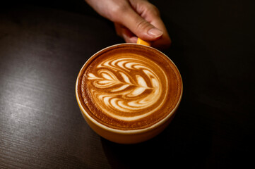 Wing Latte Art in cafe shop.