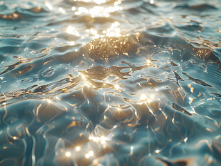 golden transparent water surface with ripples