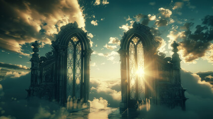 Intricate gates to heaven high in the skies