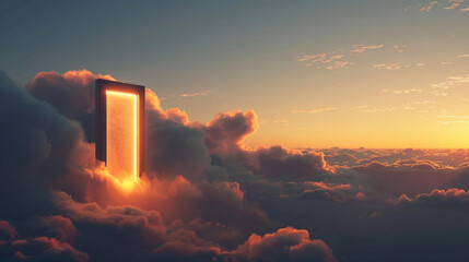 Simple shining door to heaven, portal to another dimension - obrazy, fototapety, plakaty