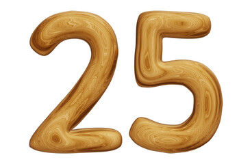 Wooden number 25 for math, education and business concept