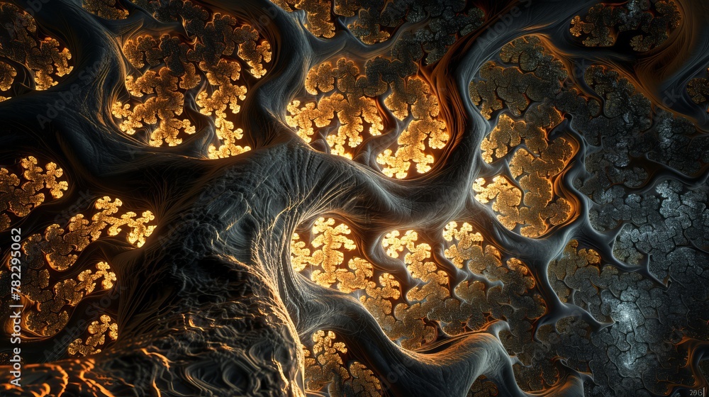 Aufkleber abstract fractal: a 3d vector illustration of a fractal tree, with branches branching out