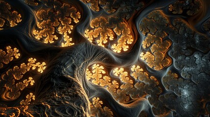Abstract Fractal: A 3D vector illustration of a fractal tree, with branches branching out