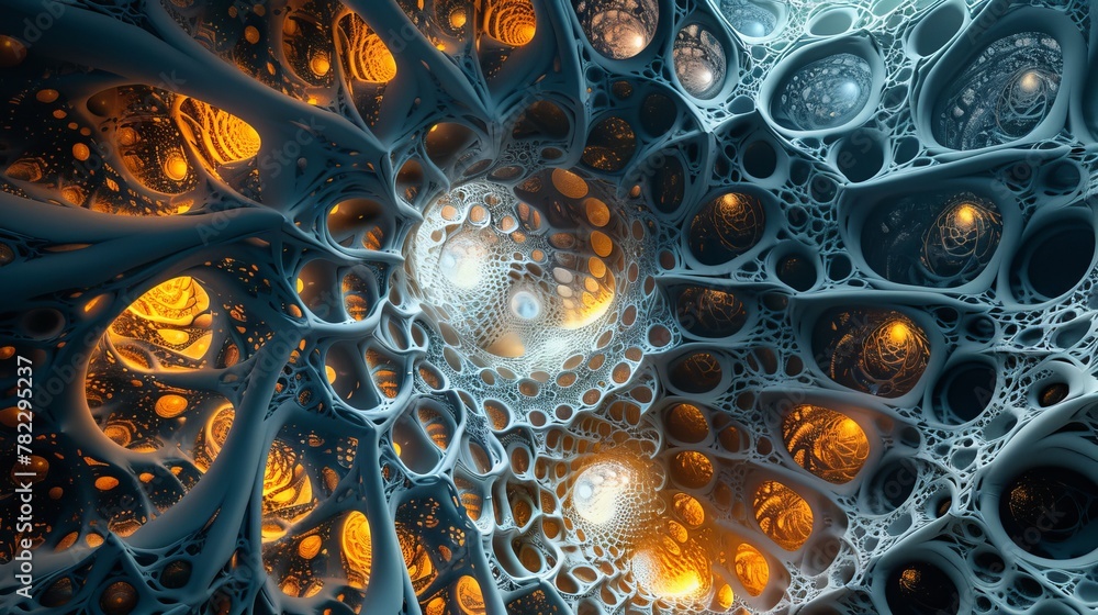 Poster abstract fractal: a 3d vector illustration of a kaleidoscopic pattern