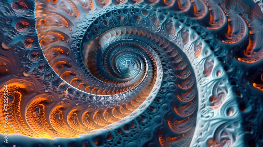 Aufkleber abstract fractal: a 3d vector illustration of a spiraling fractal pattern