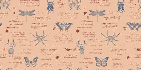 seamless textured background in the style of notes from an entomologis