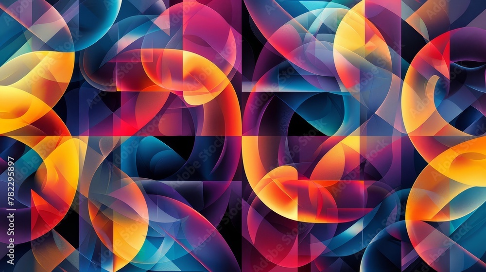 Aufkleber abstract patterns: a vector illustration of intersecting geometric shapes in vibrant colors