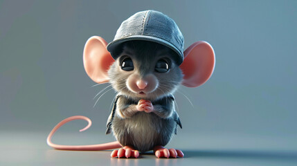 Cute Cartoon Mouse Character In a Hat