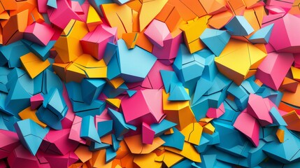 Colorful Abstract Shapes: A 3D vector illustration of jagged, irregular polygons in bright colors - obrazy, fototapety, plakaty