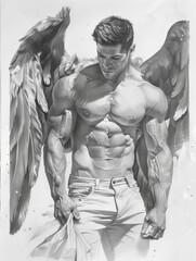 sketch of an angel man - generative ai