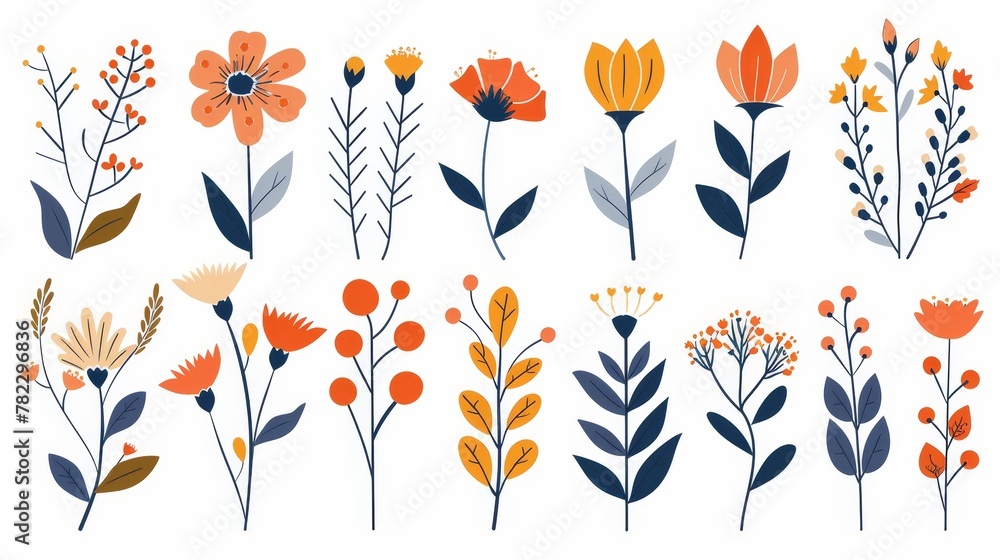 Poster floral patterns: a vector design featuring a collection of different floral elements