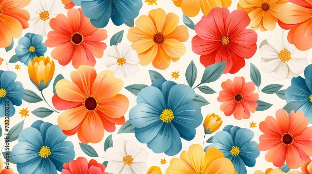 Aufkleber floral patterns: a vector pattern of repeating flower motifs, arranged in a geometric and orderly fa