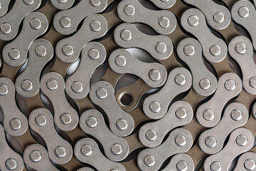 Background of chain drive. Closeup.