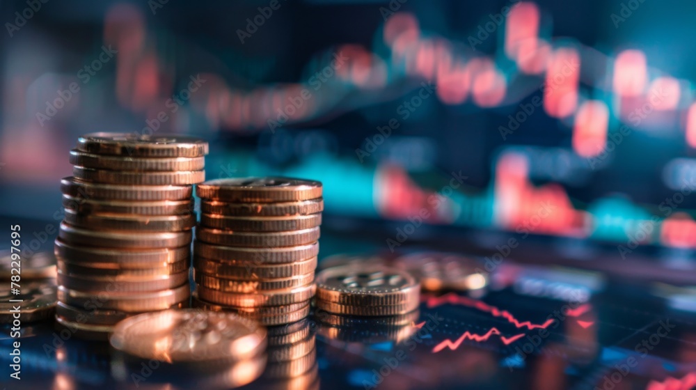 Poster stack of coins on table