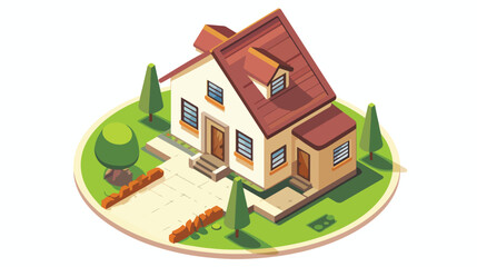 Big detached house icon isometric 3d style 2d flat